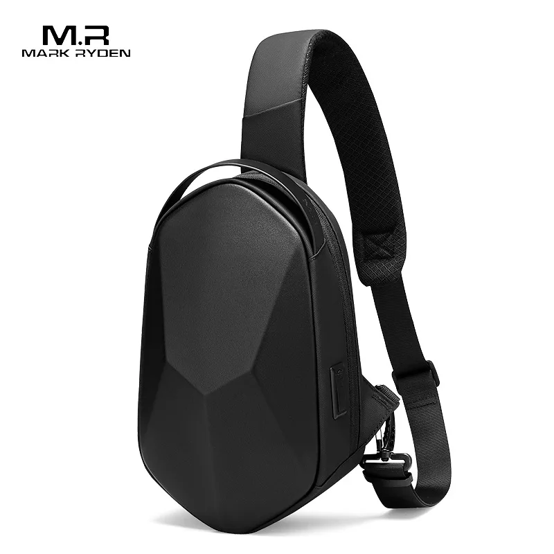 Simple men's hand-held diagonal cross chest bag black personality round business commuting high-grade chest bag