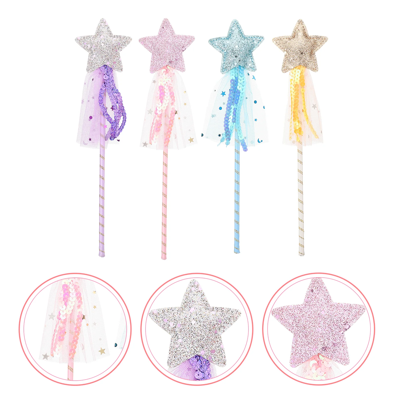 

4 Pcs Wand for Kids Fairy Wands Toy Decorative Star Prop Colored Girl Baby Toys