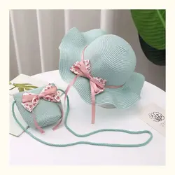 Outdoor Big Brim Kids Straw Hat Bag Breathable UV Protection Sun Hat Sunscreen Summer Baby Accessories Children Girls