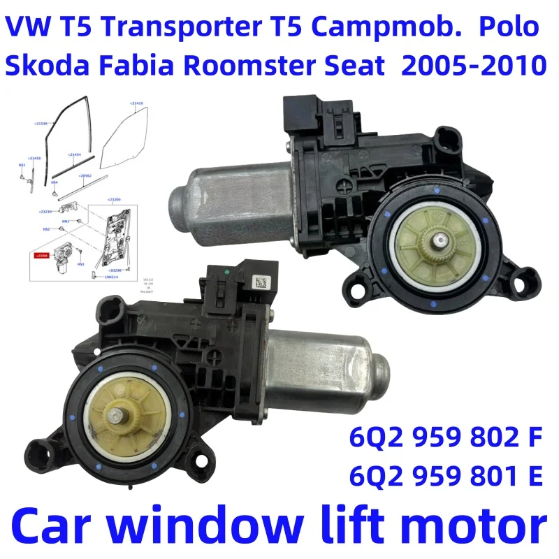 New Window Lift Motor and Module for VW T5 Transporter T5 Campmob Polo 9N Skoda Fabia Roomster Door Module 6Q2959802F 6Q2959801E