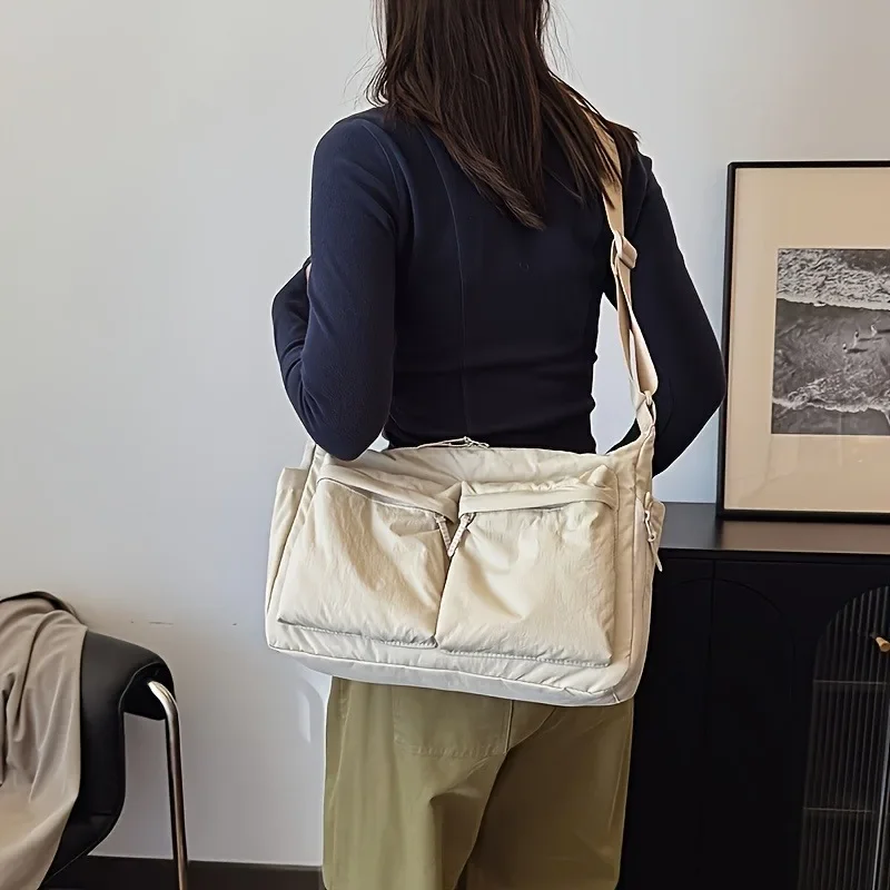 Durable Crossbody Bags Unisex Adjustable Crossbody Bag, Machine Washable Multi Compartment Handbag for Daily Commute Travel