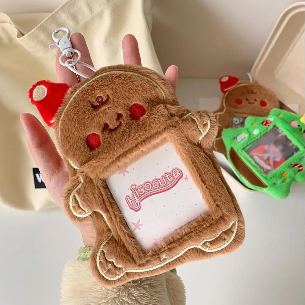 3 Inch Lovely Christmas Puppy Dog Soft Plush INS Cartoon Photocard Holder Korean Photo Card Holder Bag Pendant School Stationery