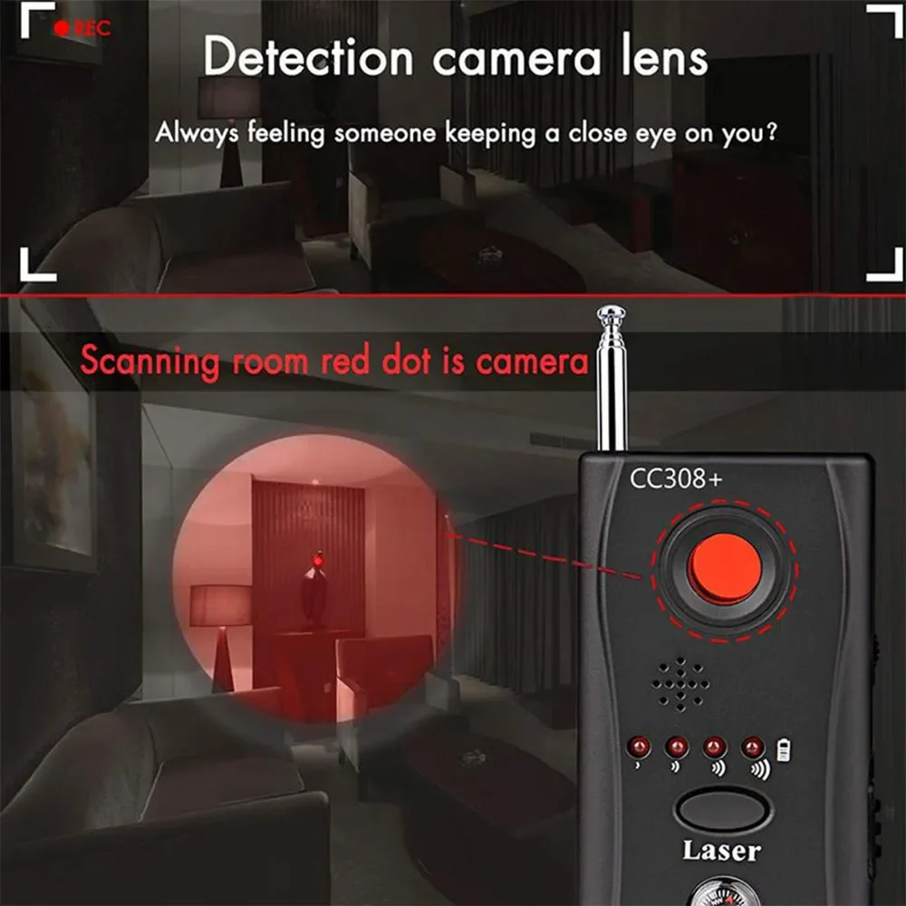 

Portable Pinhole Camera Detector Wireless Bug RF Signal Scanner Hotel Anti-monitoring Device Cam Detector