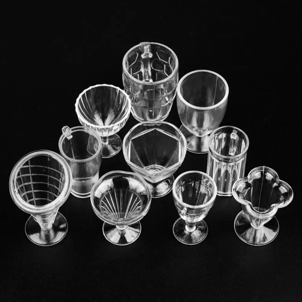 

17PCS/Set 1:12 Dollhouse DIY Pretend Play Kitchenware Toy Transparent Model Toy Drink Cups Dish Miniatures Mini Cups Plastic