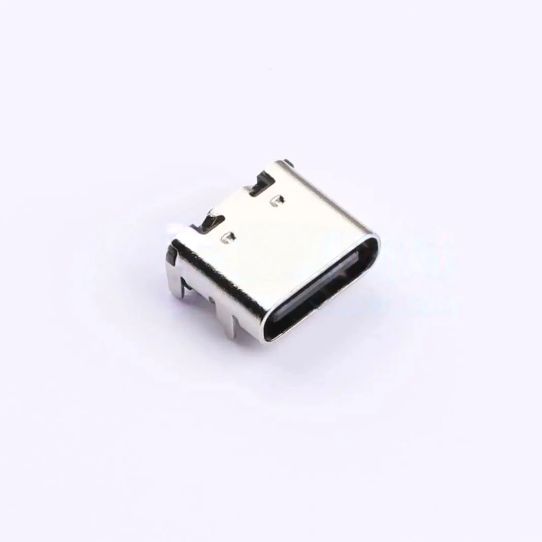 10pcs TYPE-C 16PIN 2MD(073) Stainless Steel Shell with Positioning Column, Secondary Mold Top, Black SMD Type-C USB Connector