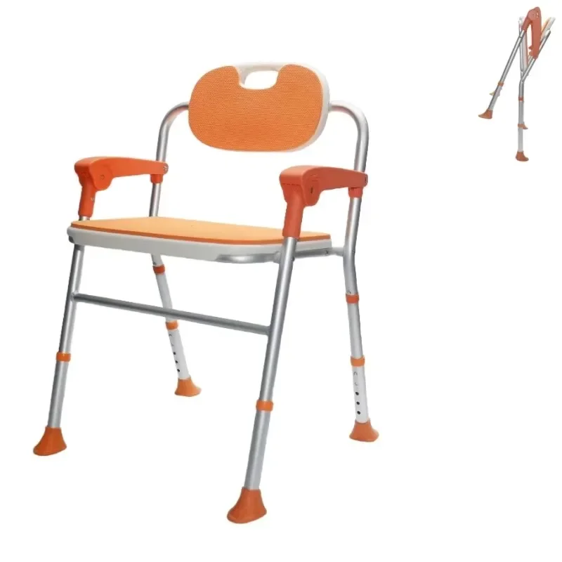 Aluminum shower stool with PE cushion, 5-level height adjustment, suitable for the disabled, the elderly, pregnant women