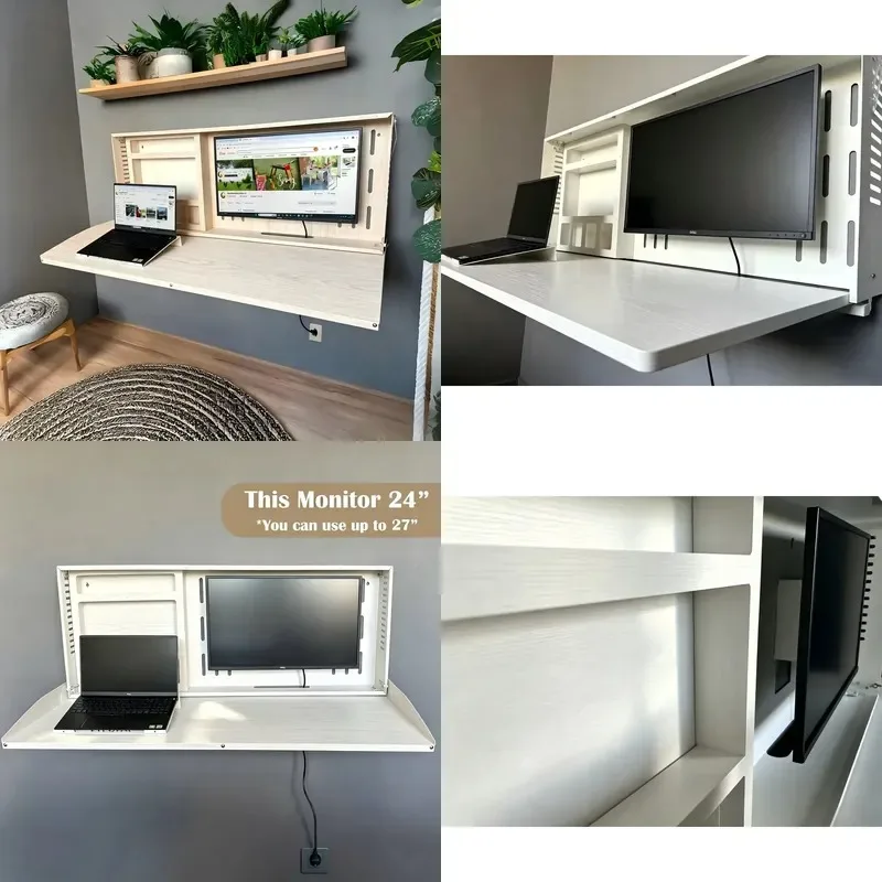 Laptop Workstation Space Saving Murphy Home Office Table OEM