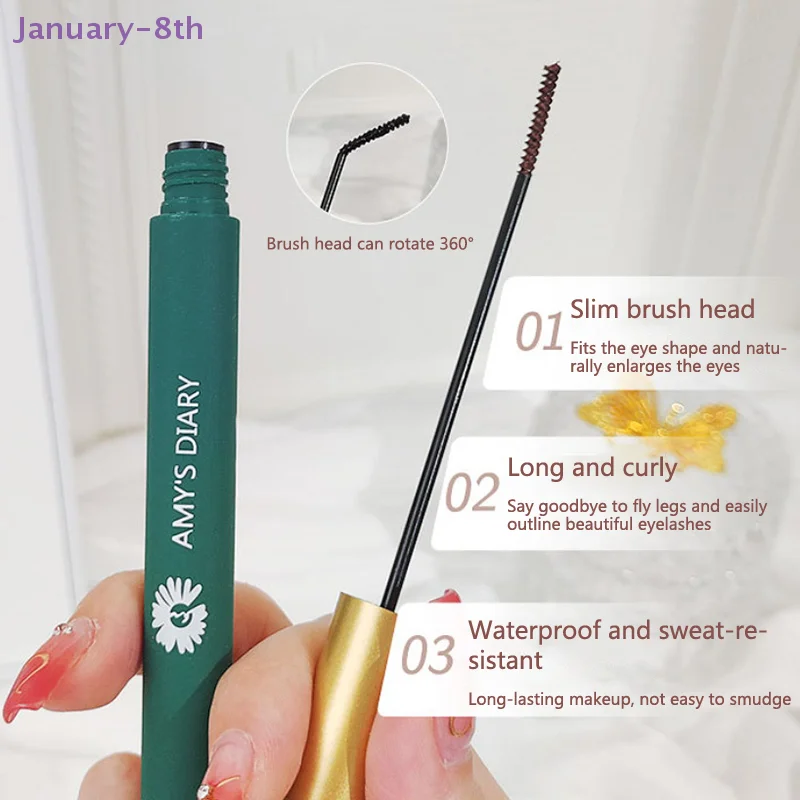 1Pcs Waterproof Mascara Black Brown Ultra-fine Small Brush Head Eyelash Extension Makeup Lengthen Natural Lashes Korean Cosmetic