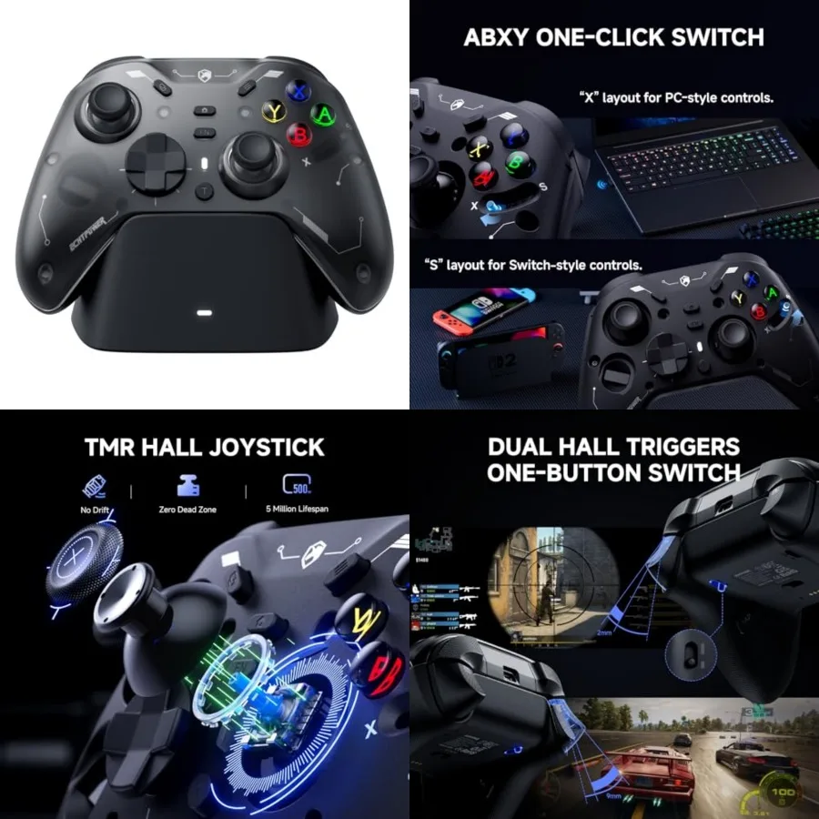 

EP04 Wireless PC Controller with TMR Joysticks and Dual Hall Triggers, Multi-Platform Gamepad for PC/Switch/Switch2/iOS/Android