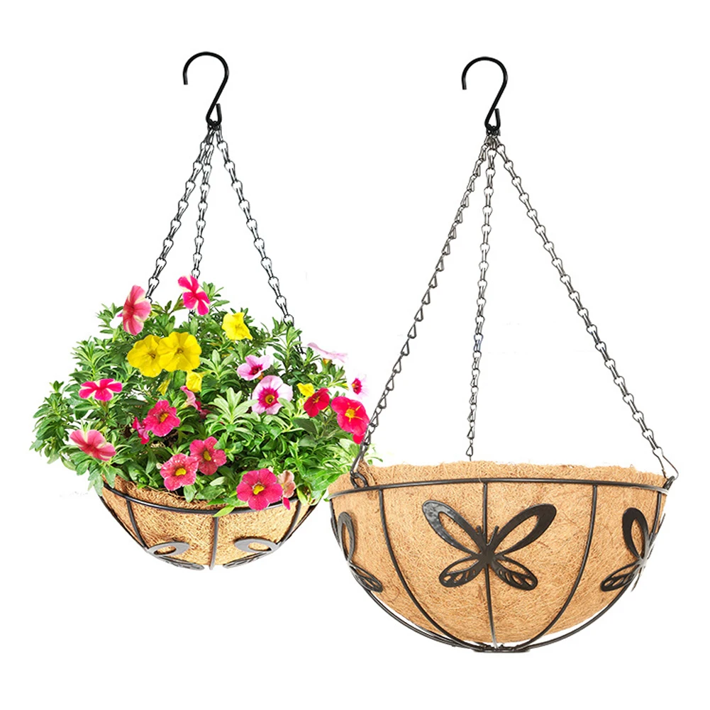 Metal Hanging Basket for Plants 2 Pack with Natural for coco Coir for liner Supporting Health and Airflow in Any Setting
