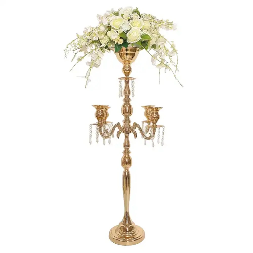 

10pcs/5pcs ) Gold Candelabra Centerpiece Flower Stand Candelabra Candlestick Holders Flowers to Decorate Wedding Backdrop 320