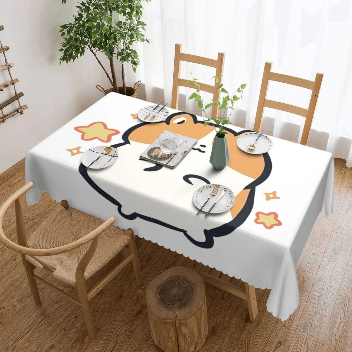 Cute Hamster Custom Rectangular Tablecloth Oilproof Table Cover for Dining Events Table Cloth