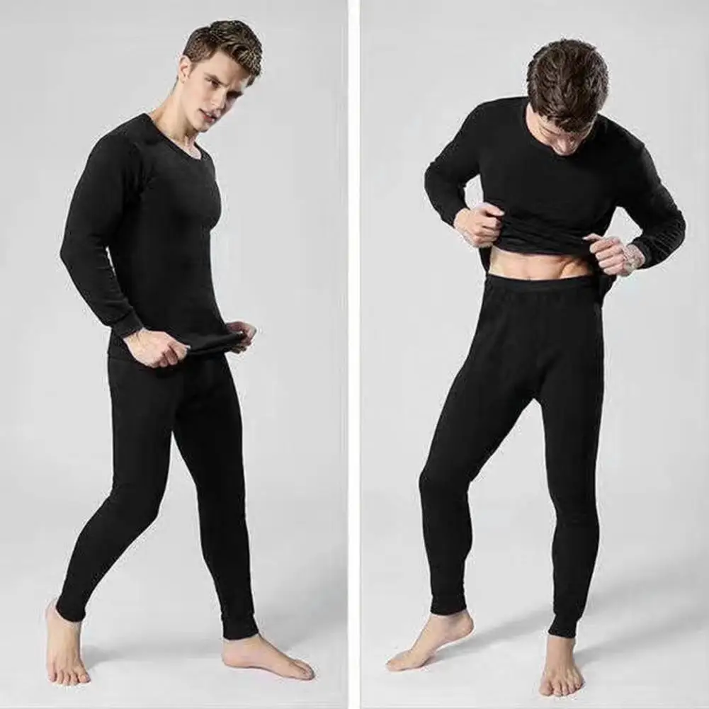 Comodo set di biancheria intima da uomo Set di biancheria intima termica invernale Pantaloni a maniche lunghe per la stagione fredda Mantieni caldo per il massimo comfort