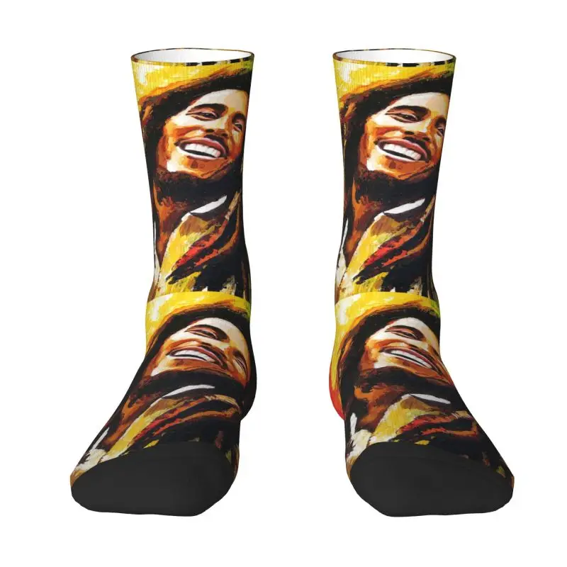 Custom Jamaica Reggae Rock Bob Marley Men Women Crew Socks Unisex Kawaii Spring Summer Autumn Winter Dress Socks