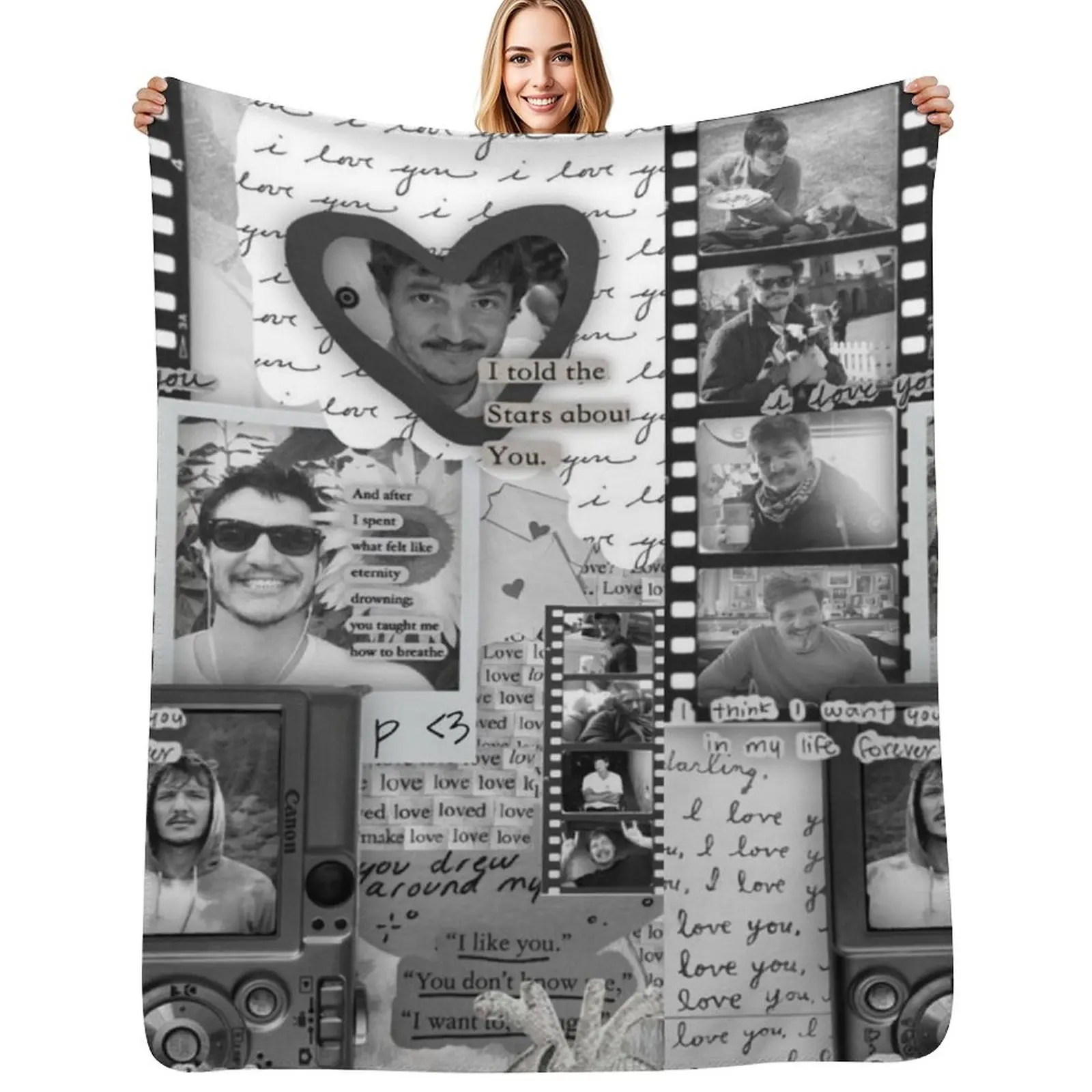 

pedro pascal b&w Throw Blanket funny gift For Baby Blankets