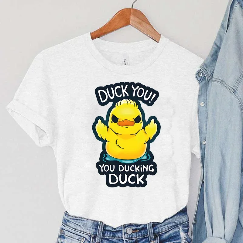 Women's T-Shirts Cartoon DUCK Animals Clothing DUCK YOU! YOU DUCKING DUCK Print Vintage Women TShirts Anger DUCK Female T-Shirts