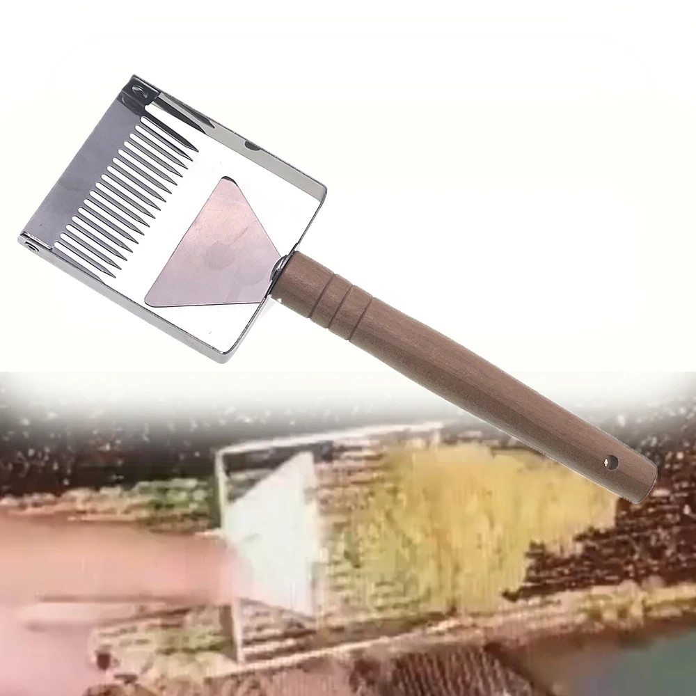 1PCS Beekeeping Honey Uncapping Fork Spatula Shovel Collect Comb Cutter Tools Wooden Handle Metal Blade Supplies