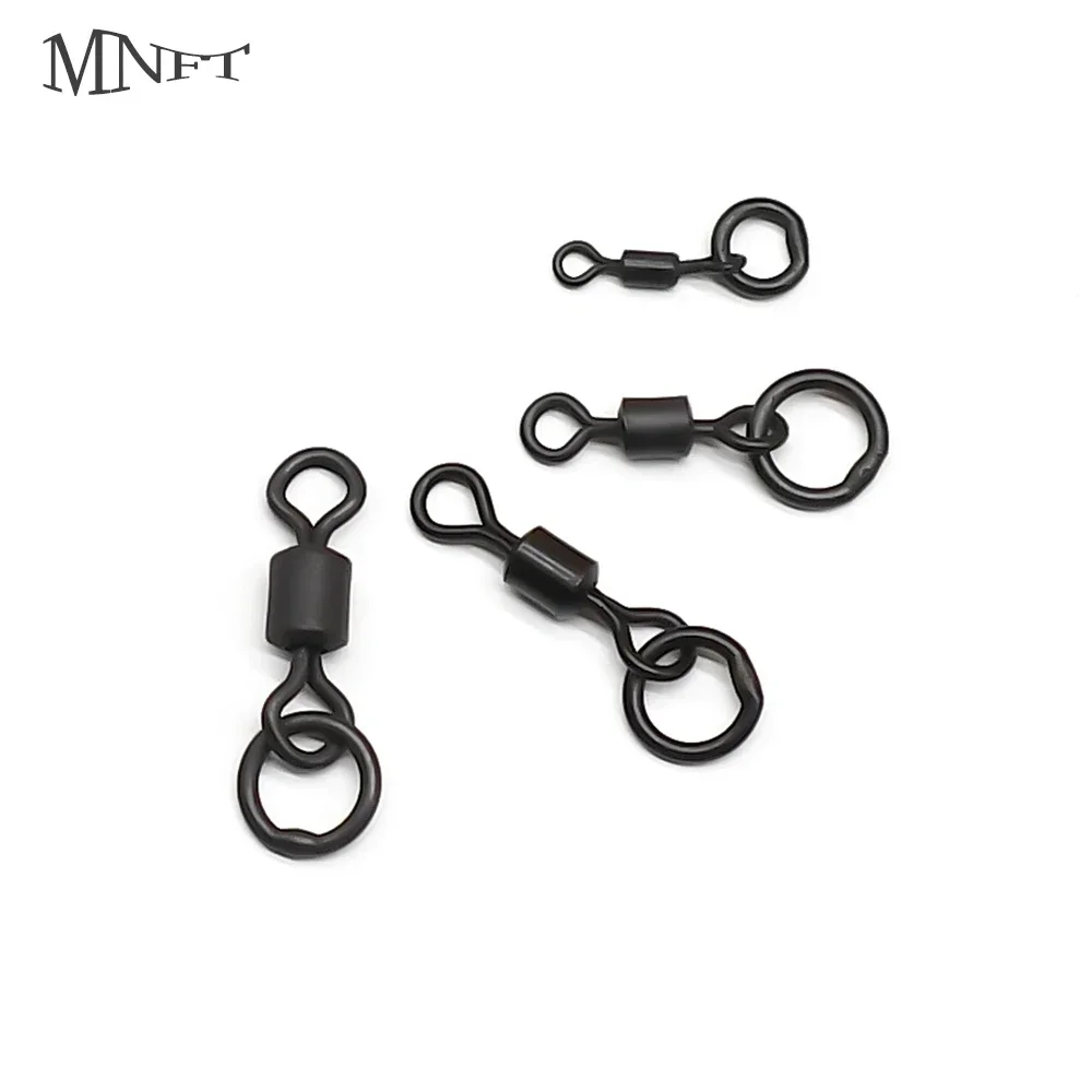 MNFT 50PCS Micro Flexi Hook Swivel 4 Sizes , Carp Fishing Mini Ring Hook Swivel, Terminal Fishing Tackle Accessories