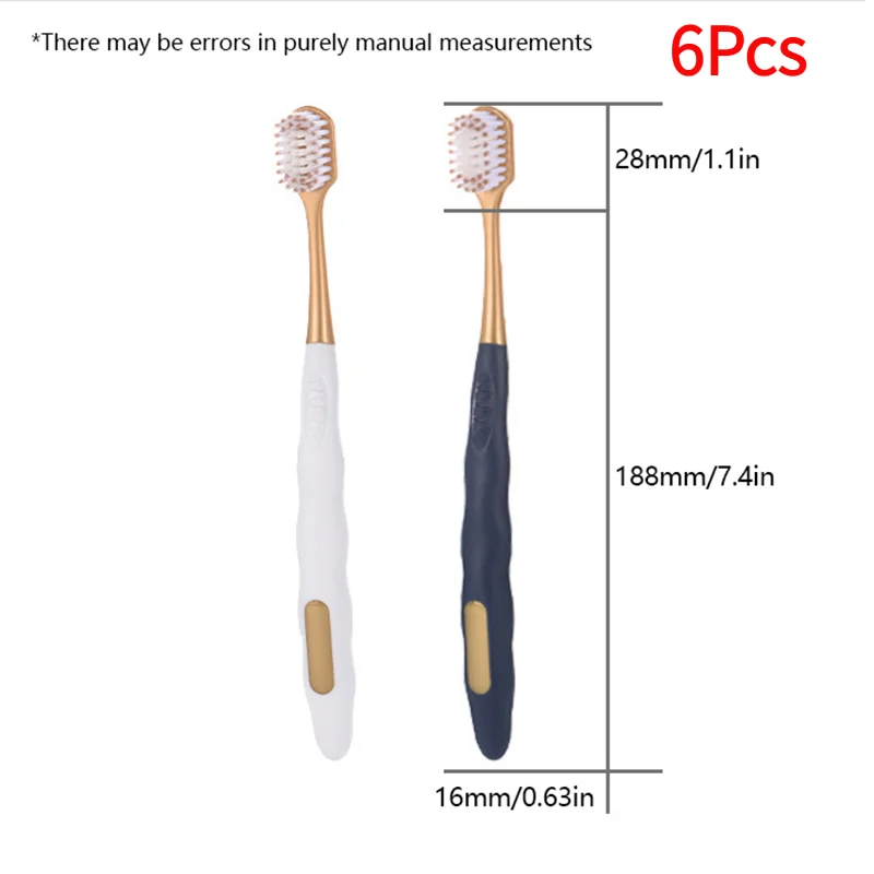 #6Pcs Wide Head Soft Long Head Adult Big Head Toothbrush Comfortable Teeth Super Soft Oral Cleaning Brush