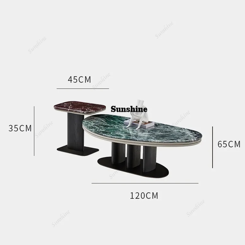 Italian minimalist high-end luxury stone coffee table combination household small apartment marble coffee table  FT