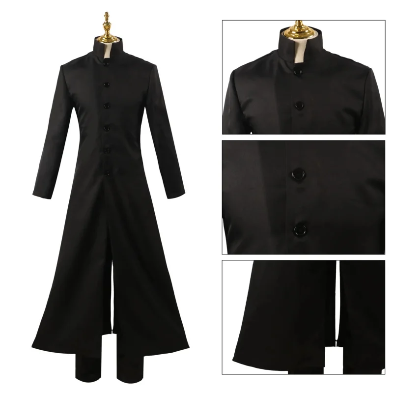 Costom Made Matrix Cosplay Costume Neo Black Men Women Long Trench Coat Jacket Uniform Halloween Party Stage Performance Suit