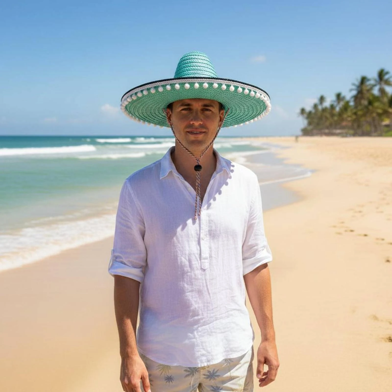 Mexican Straw Hat Colorful Sombrero Hat Wide Brim Sombrero Lightweight Headwear Soft Flexible Material for Halloween, Vacation