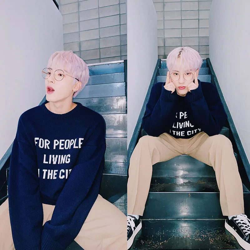 PENTAGON the Boyz ex Felpa ampia con stampa rotonda Ne Overhead Street Sle Cotton Long Sve Abbigliamento casual