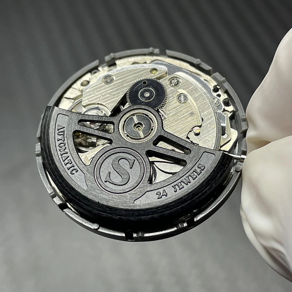 Modified NH35A Mechanical Watch Movement Matte Black S Rotors 24 Jewels Automatic Self-winding Modification Replace Mechanism NH