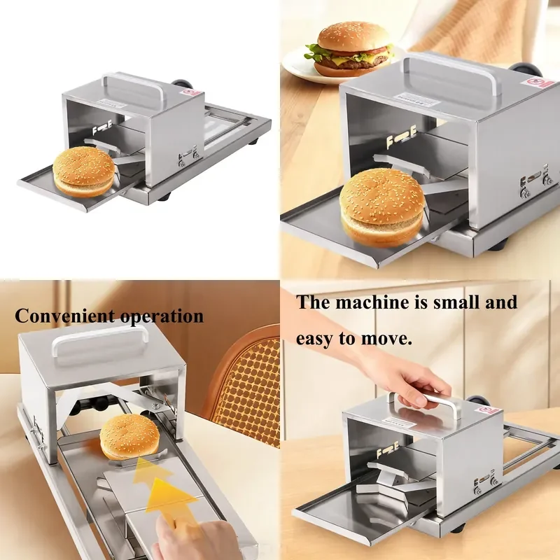 for Bagel Burger Bun Slicer 4 Gear Thickness Adjustable Cutting Machine Commercial Bakery Bread Half Cutter Precise Uniform