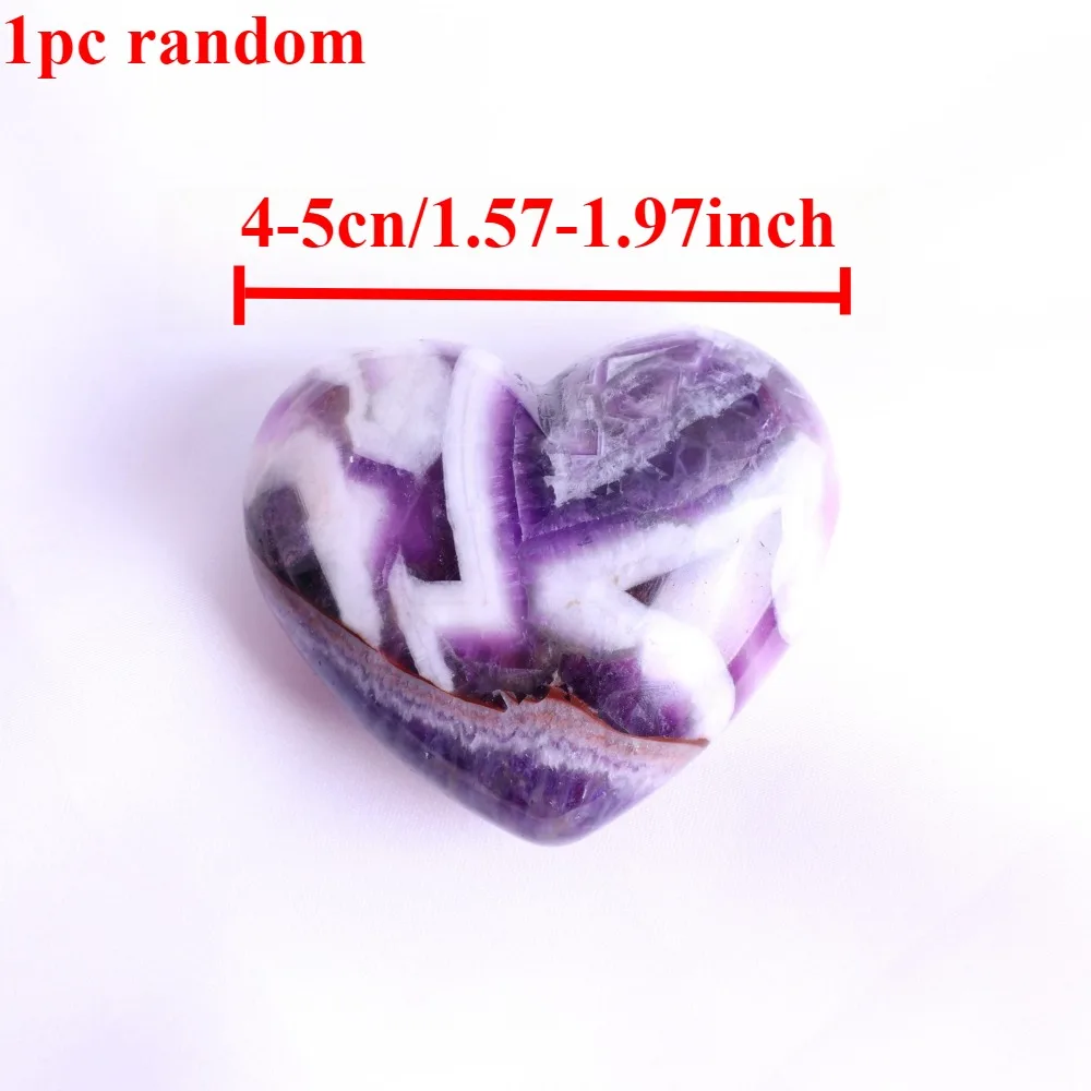 Picture 4: Natural Dream Amethyst Heart, Purple Crystal with White Stripes Stone Heart, Home or Office Decor, Healing Crystal Gifts
