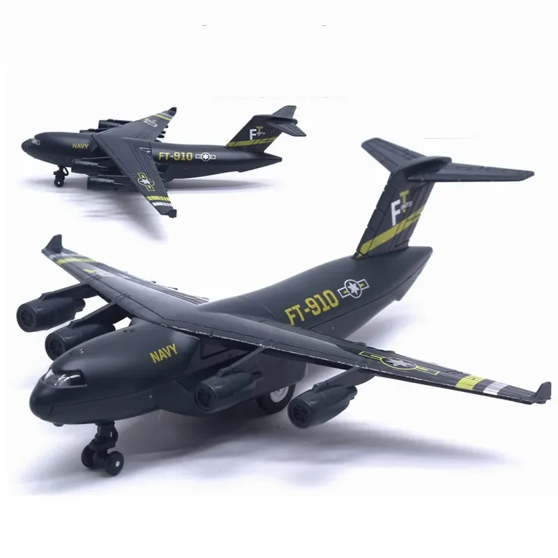 Diecast Alloy Aircraft C-17 Transport Airplane Model Toy Pull Back With Display Stand Light Music Simulation Military Model Gift