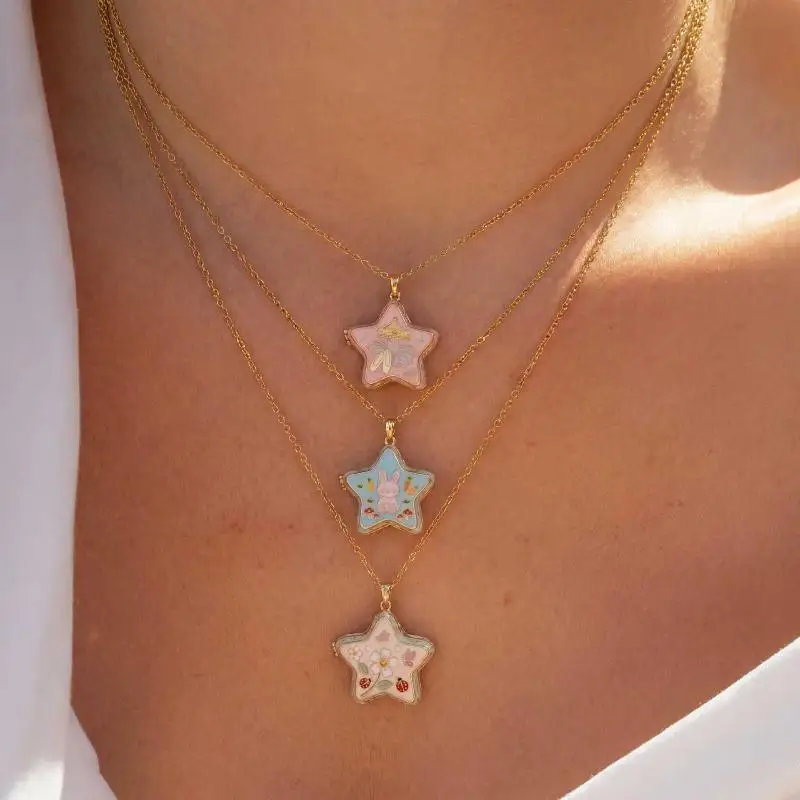 Funny Star Opening Closing Phase Box Jewelry Pendant Necklace For Women's