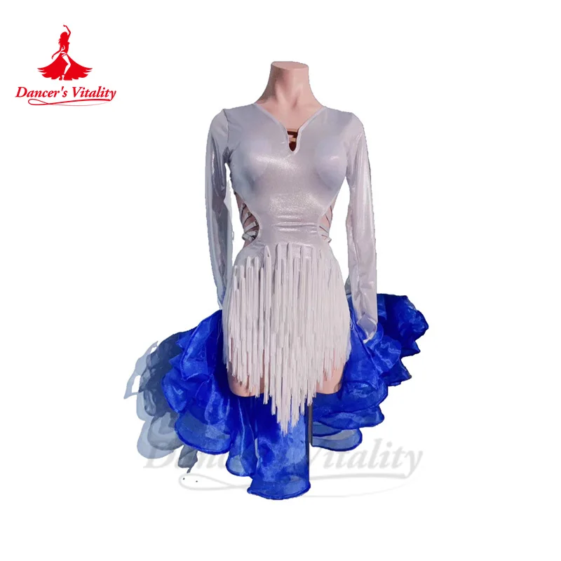 Latin Dance Dress for Women Spandex Long Sleeves Rumba Chacha Tango Practice Costume Skirt Custom Adult Childn Latin Dresses