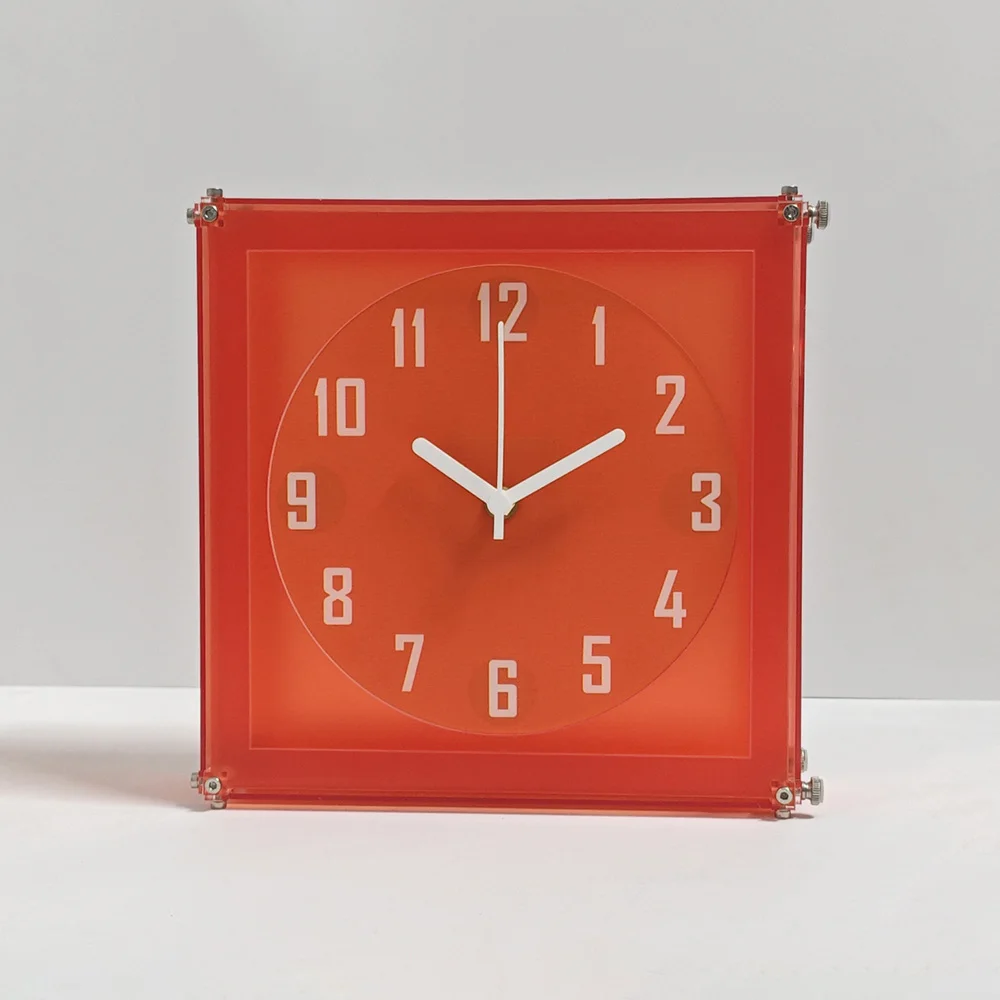 Minimalist Square Acrylic Quartz Clock, 2 in 1 Desk or Wall Mount Clock, Modern Art Ornament for Living Room Home Decoration