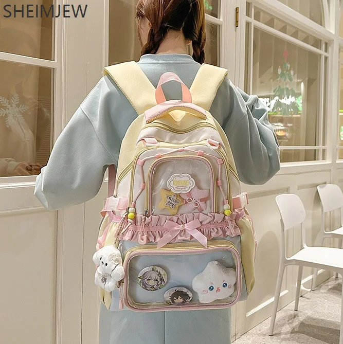 

Cute Female Student Shoulder Bag Set Ladies Shoulder Messenger Bag Lightweight Nylon Cosplay Secondary School Kawaii Pain Bag