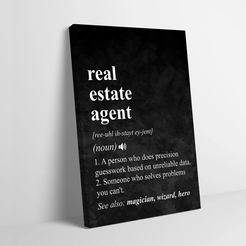 Real Estate Agent Definition Printing Poster Customizable Pictures Wall Art Canvas Painting for Living Room Decorations Mural