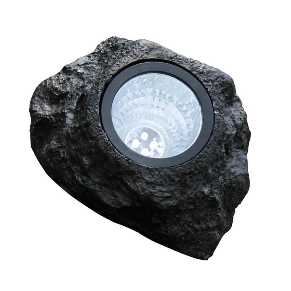 Solar Powered Led Flood Light Waterproof Outdoor Stone Lamp Simulation Rock Design White For Garden Lawn Decoration