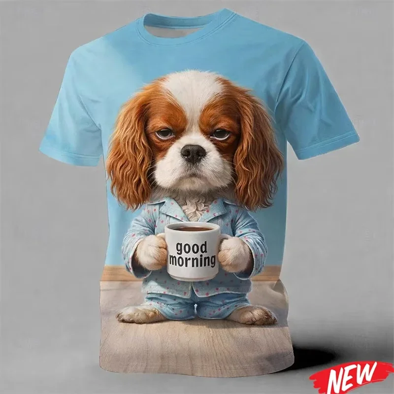 Cute Tiger Dog Pattern T Shirt For Men 3D Printed Animal T Shirt Summer Street Short Sleeve Tops Casual Round Neck Tee Shirts