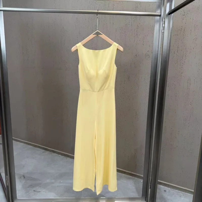 ANJY Spring Summer New Women French Style Elegant Design Bow Patchwork Sleeveless Jumpsuit High-End Stylish Niche Trendy A22643