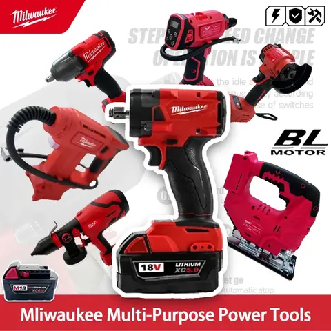 Milwaukee Cordless Electric Air Pump For Car Tires Balls Portable Car Tire Inflator Electric Impact Hammer Drill For 18VBattery