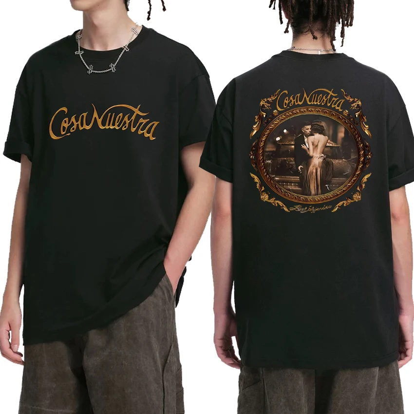 

Singer Rauw Alejandro Coca Nuestra Double Sided print short sleeve T-shirts Unisex Casual Cotton Tops Men Women Fashion T shirt