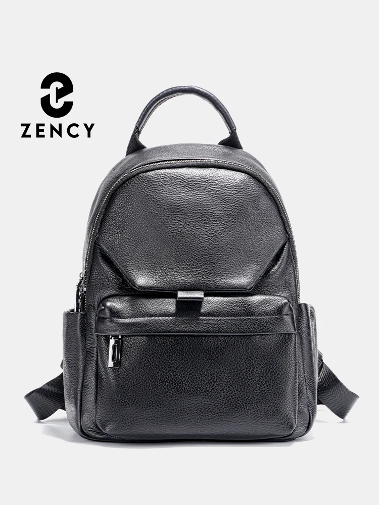 

Zency Soft Genuine Leather Backpack For Women Simple Casual Rucksack Fashion Ladies Shoulder Bag Knapsack Anti-theft Flap Design