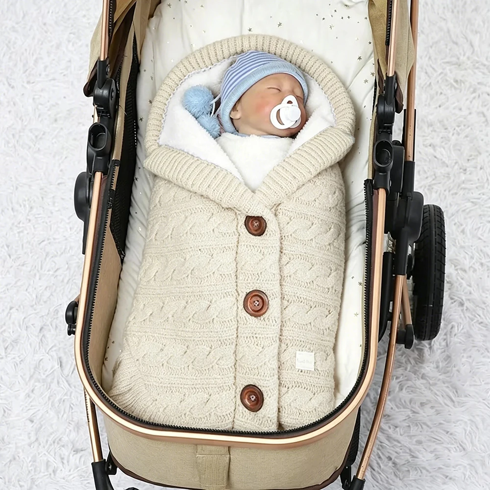 

Baby stroller, sleeping bag, blanket, newborn duvet, commonly made of knitted yarn, thickened with lambskin, travel bed blanket