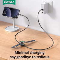 Bonola 2 in 1 Watch Wireless Charger for Apple Watch Ultra/9/8/7 60w Fast Charging Type C to C Cable for iPhone 16/15 Pro Max