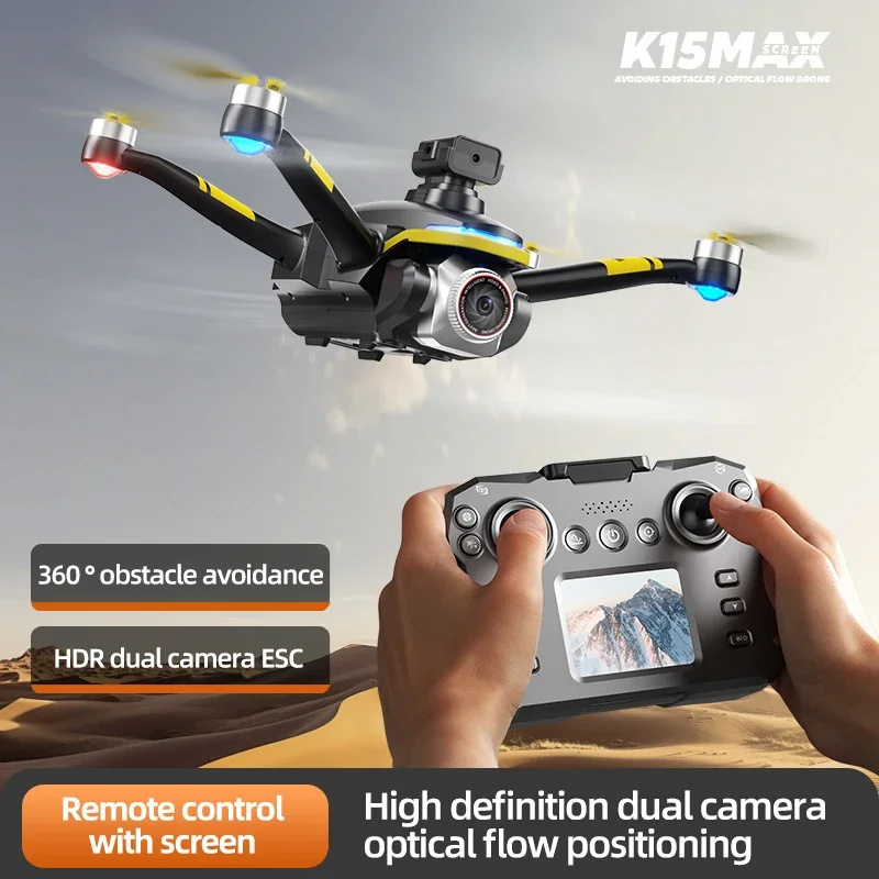 2025 New K15MAX Brushless Optical Flow Screen Control Four sided Obstacle Avoidance Electric Adjustable Lens mini drone met came