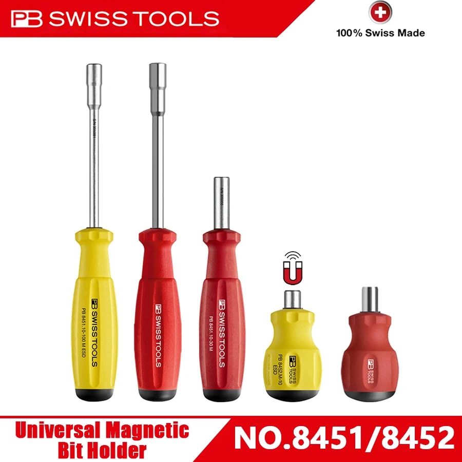 PB SWISS TOOLS ESD Universal Magnetic Bit Holder with Strong Magnetic Quick Replacement Portable Screwdriver Bits NO.8451|8452