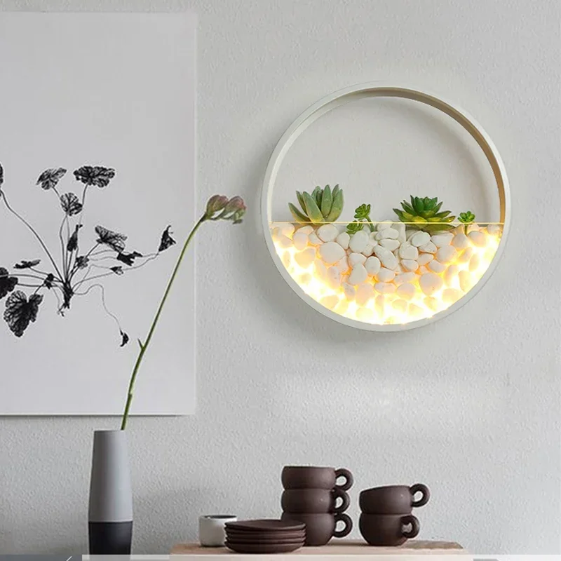 

Nordic Plant Wall Lamp Creative Bedside Bedroom Lamp Simple Living Room Stair led Wall Light Modern Dining Hall Aisle led Lights