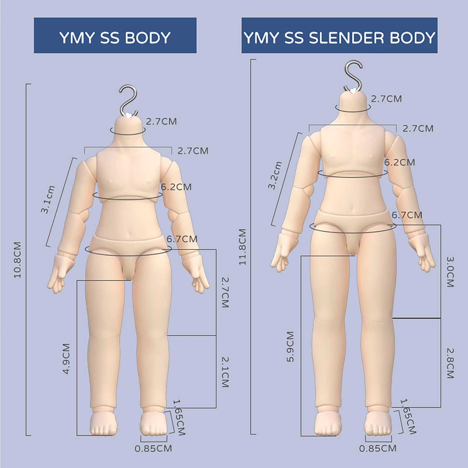 YmY new SS male body Ob11 Doll Body for Gsc Head 1/12 bjd Obitsu 11 Repories Joint S hook Hand Toys Accessories can Replacement