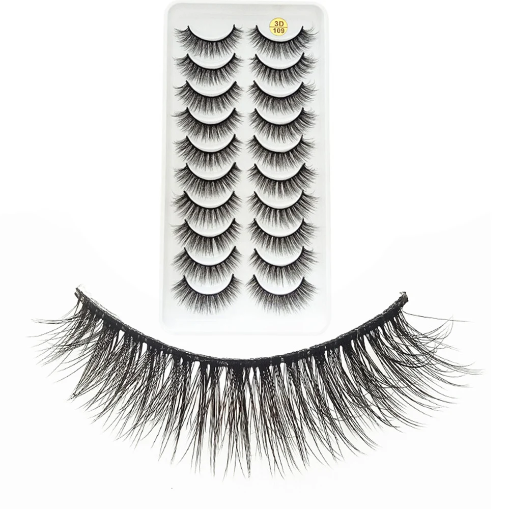 10 paires 3D Extensions de cils moelleux faux cils Volume cils longs épais faux cils pour femmes filles bricolage maquillage
