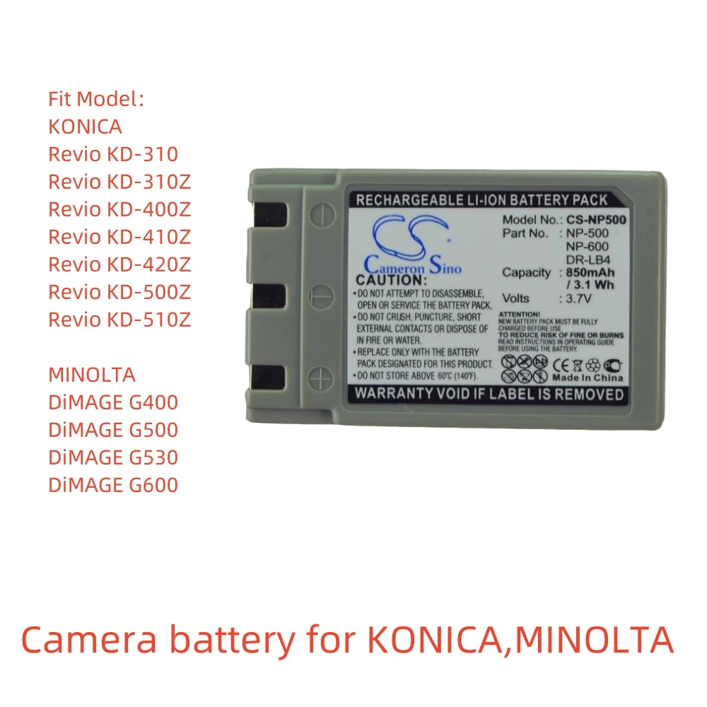 

Li-ion Camera battery for KONICA,3.7v,850mAh,Revio KD-310,Revio KD-310